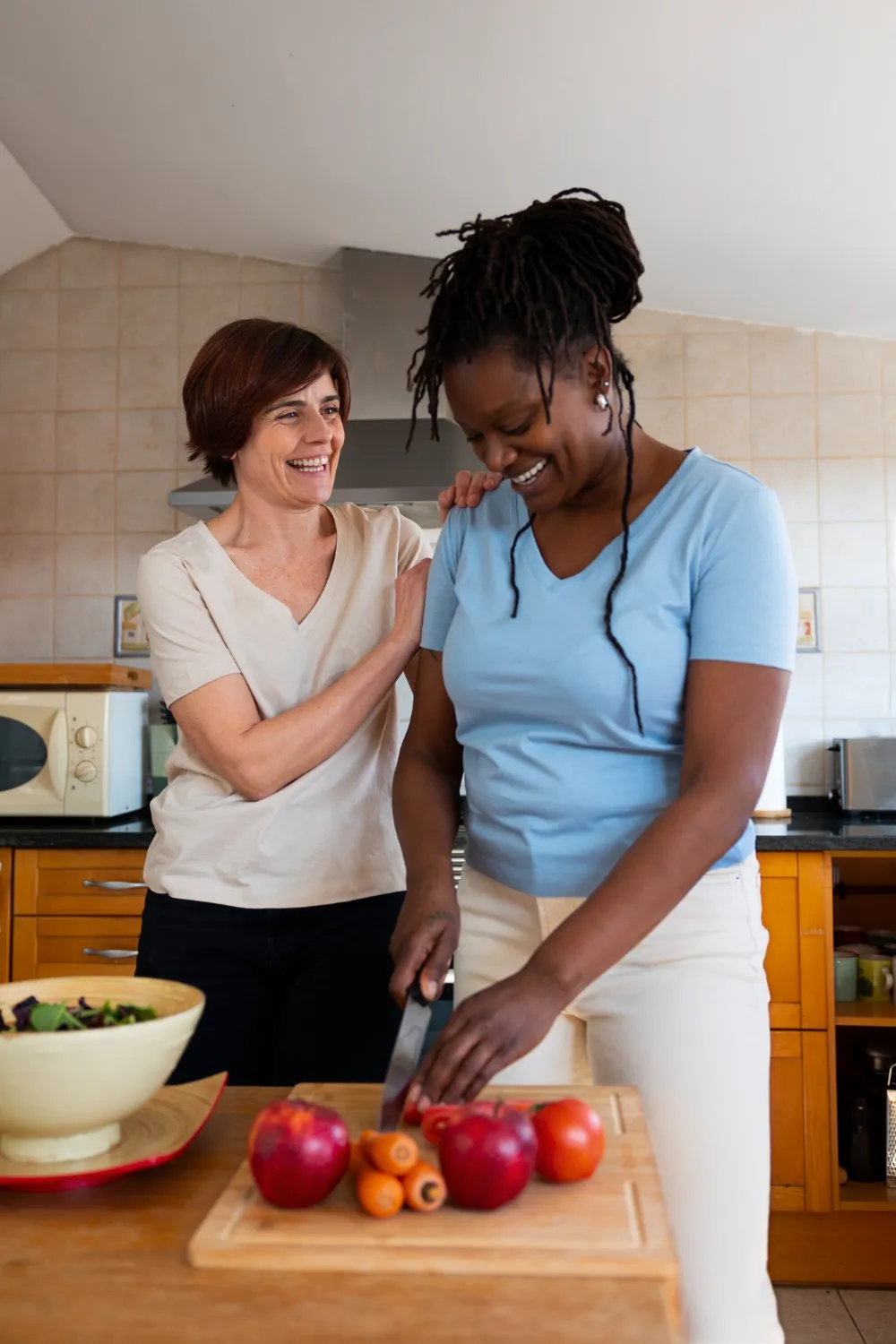 Caregiver offering warm support at home