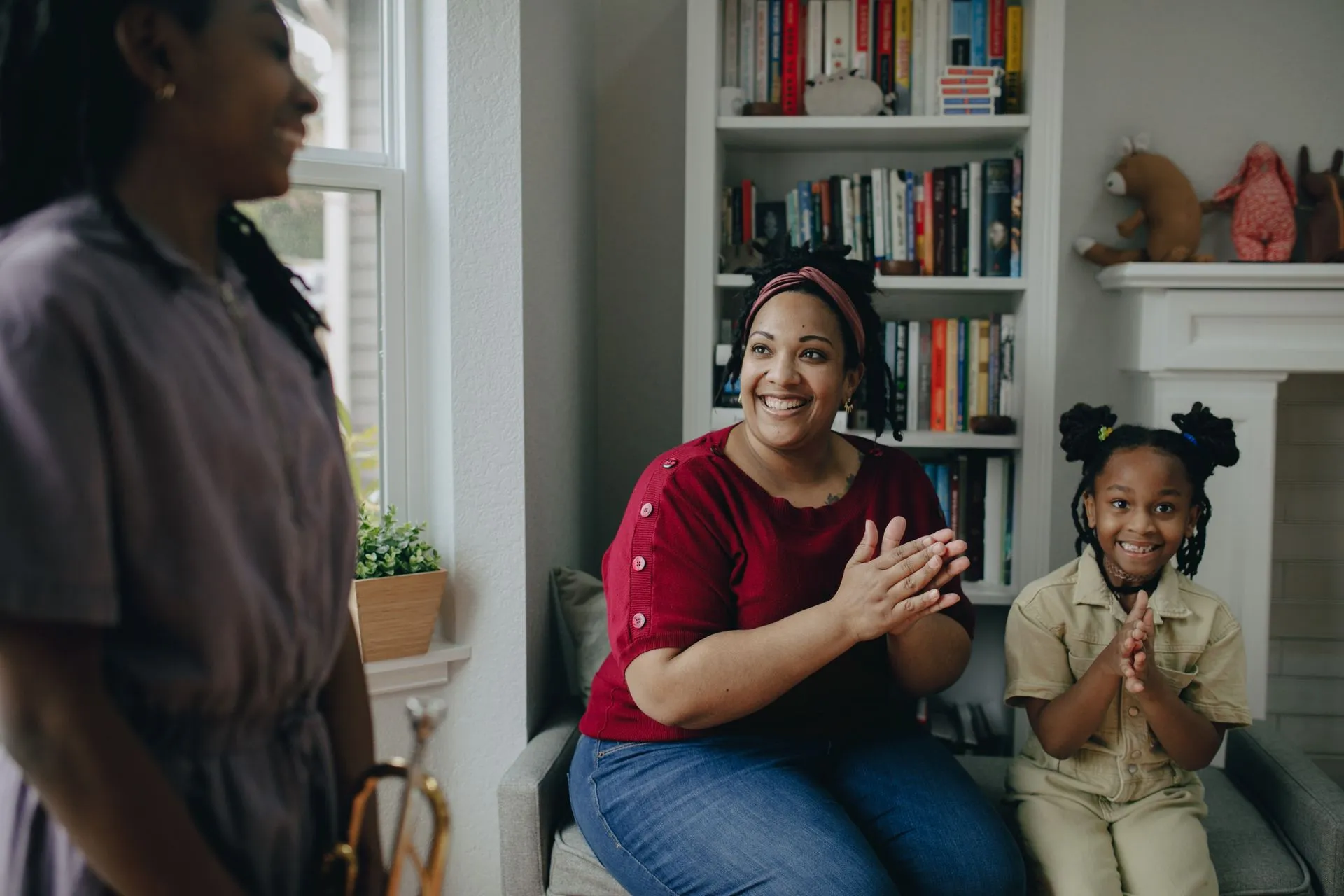 Caregiver helping with family support at home